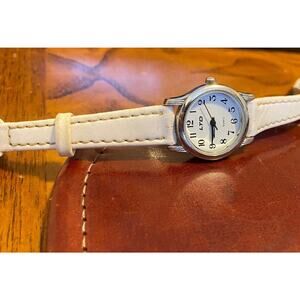 Women's Silver Tone LTD Quartz Watch, White Band, New Battery